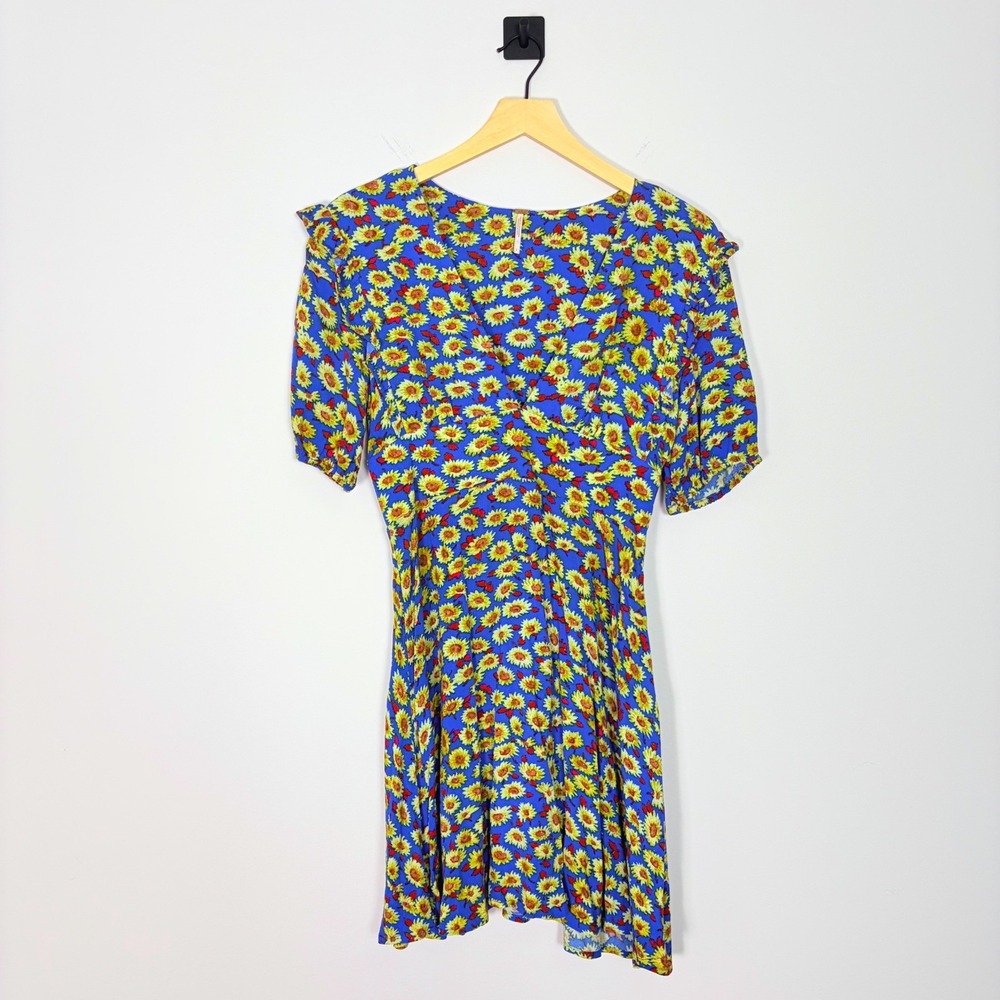 Free People Sunflower Print Catching Vibes Mini Dress Boho Floral V-Neck Size 2 - Picture 2 of 8
